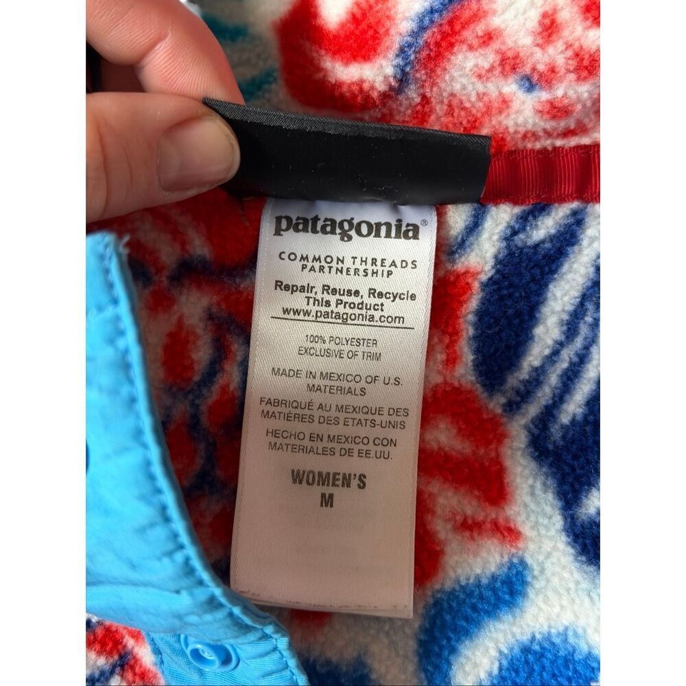 Patagonia Women's Pullover Jacket Lightweight Synchilla Snap-T Manoa Floral Blue - Picture 8 of 9